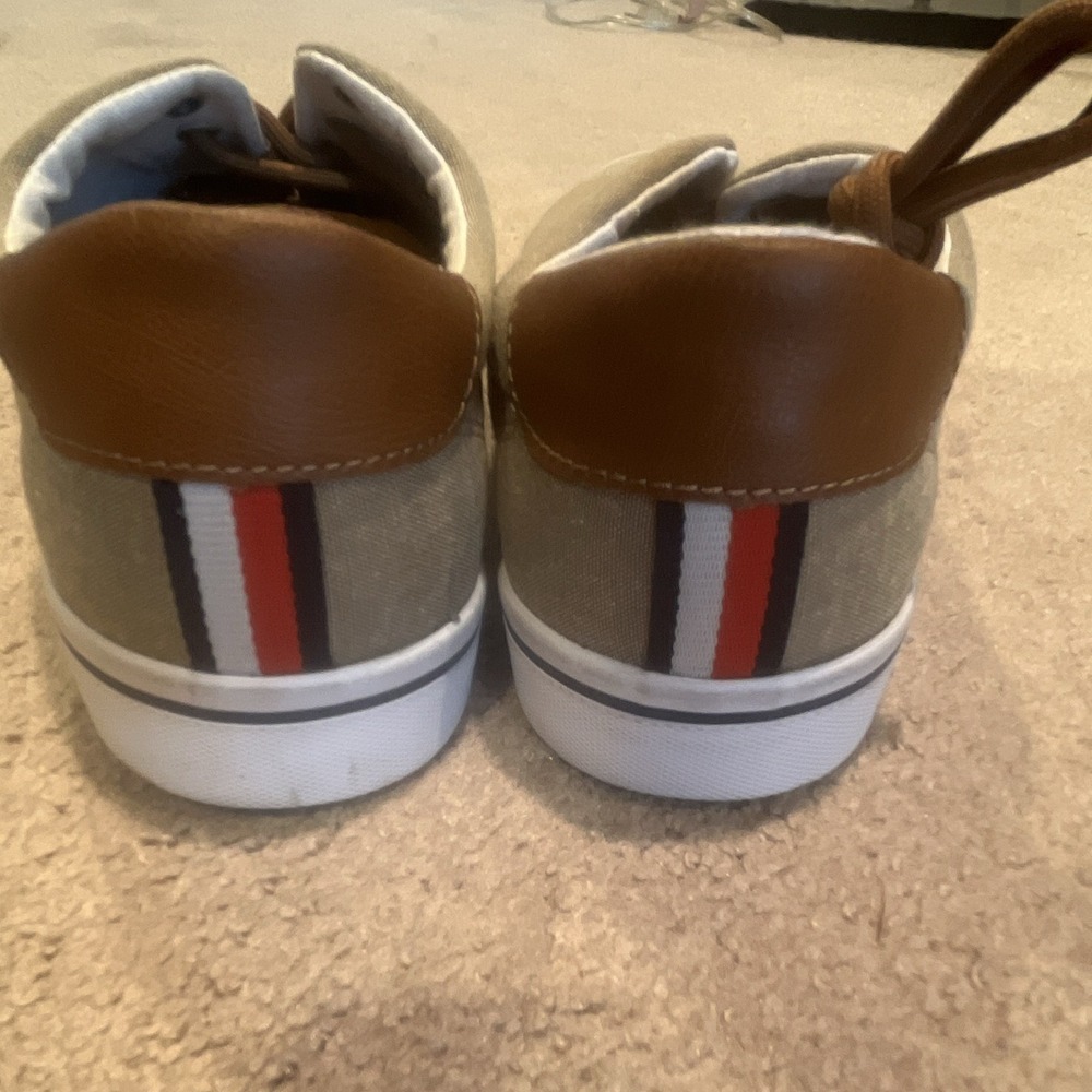 Tommy Hilfiger Beige Canvas Low-Top Sneakers Round Toe Lace-Up US 9.5 - Picture 3 of 4